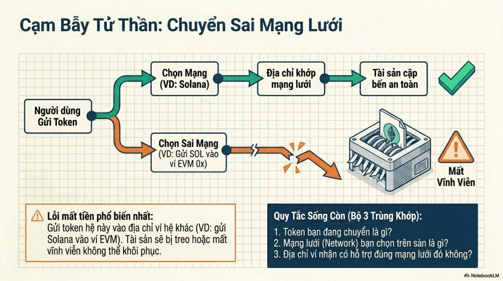 Cạm bẫy đóng băng tài sản khi gửi sai mạng